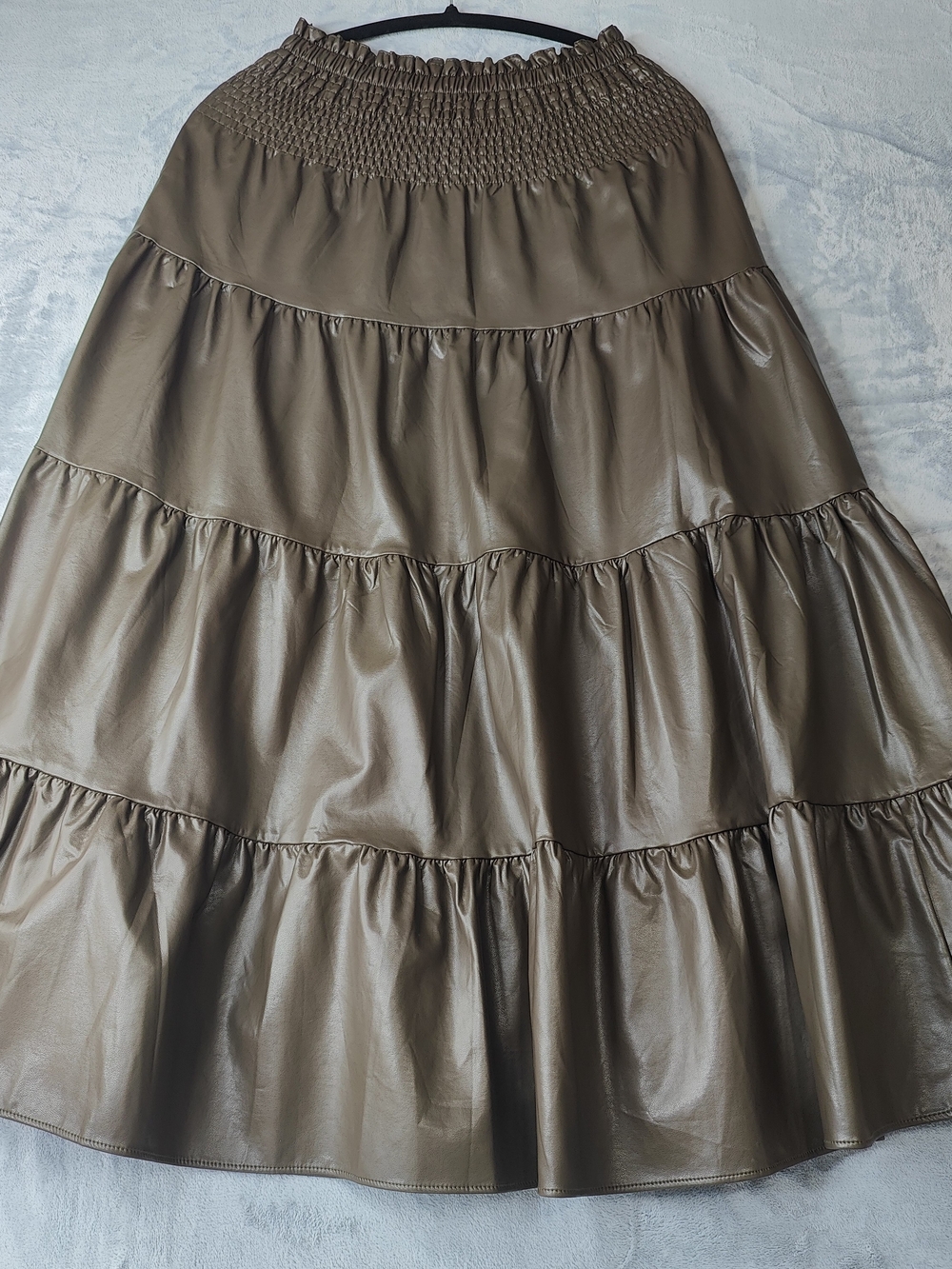 Smocked Waist Tiered Maxi Skirt in Olive